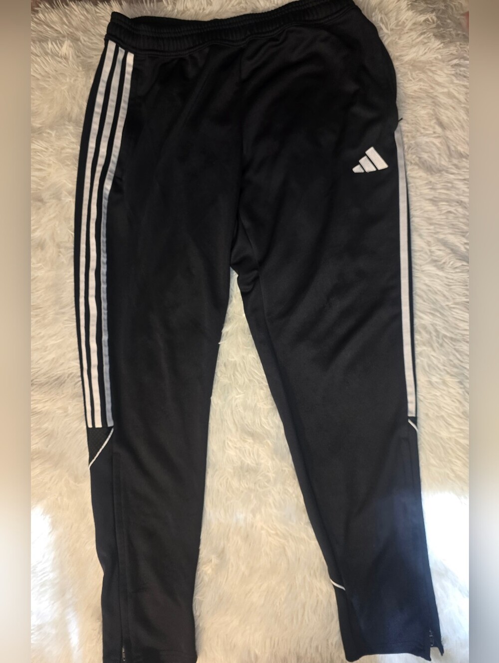 Men's adidas Black Track Joggers with White Stripe Accents